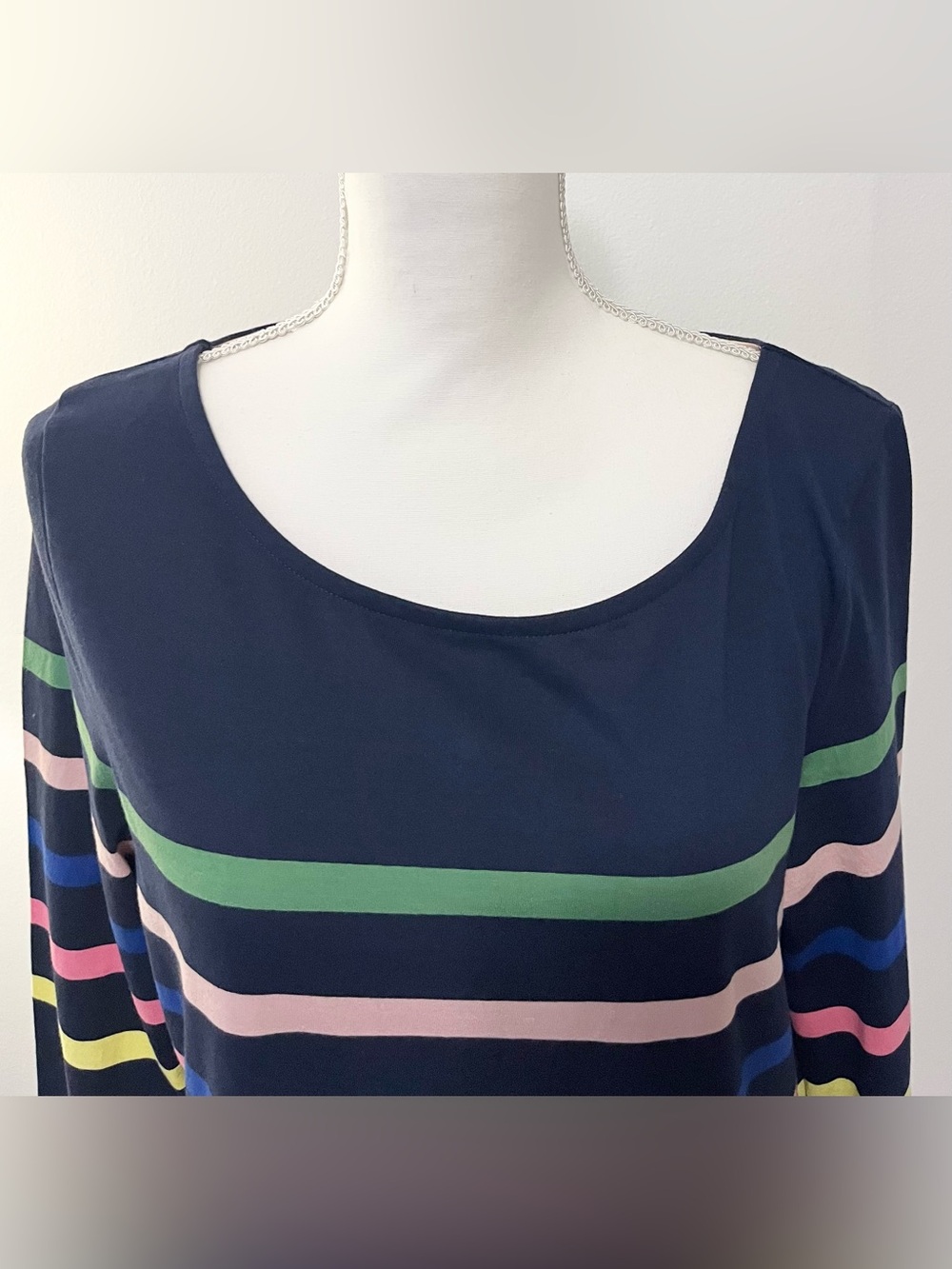 NWT Boden Ella Long Sleeved Navy Top Tee with Multicolored Striping. Size 10 - Picture 4 of 8